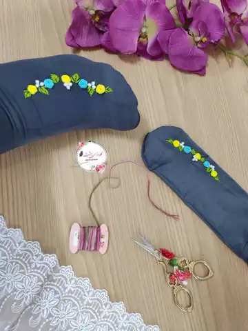 جوراب طوسی طرح پنج گل