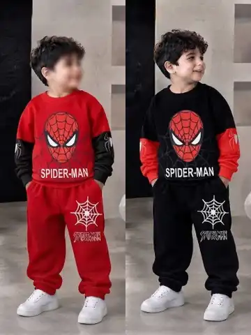 ست بلوز شلوار پسرانه طرح مردعنکبوتی پنبه دورس