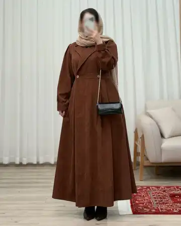 مانتو زنانه بلند کیارا مخمل کبریتی
