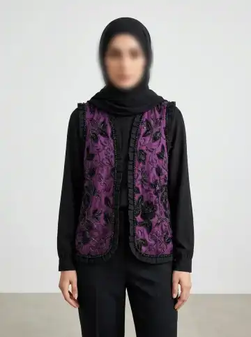 وست مجلسی زنانه بنفشه سوزن دوزی ظریف