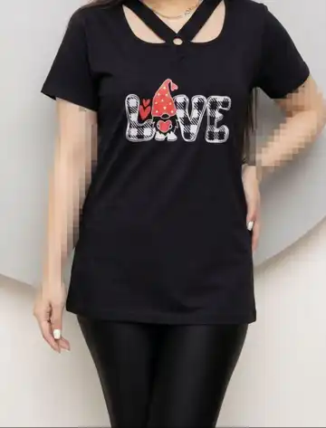 تیشرت یقه خشتی LOVE