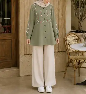 شومیز دخترانه لینن گلدوزی