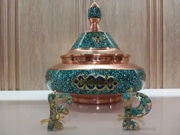 سرکلیدی طرح سنگ فیروزه و ورق طلا