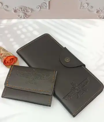 ست کیف پول مردانه و جا کارتی — کیف پول چرمی مصنوعی