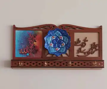 جاکلیدی ۴ قلابه با بشقاب میناکاری