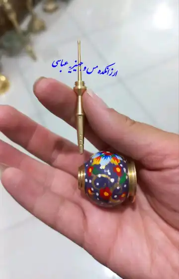 سرمه‌دان تپل برنجی ایرانی میناکاری