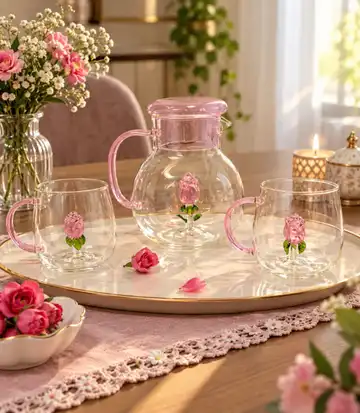 ست پارچ و ماگ طرح رز
