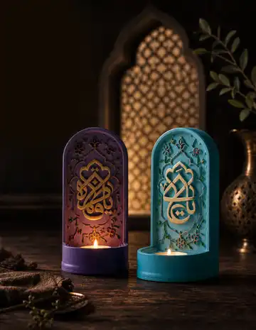 شمعدان دیواری «یا فاطمه (س) و یا علی (ع)»