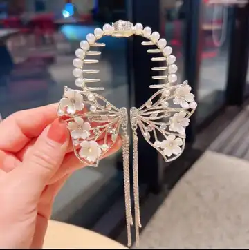 گیره موی گوجه‌ای پاپیونی فلزی