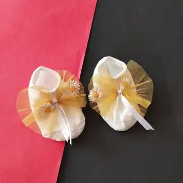جوراب نوزادی طرح بابونه