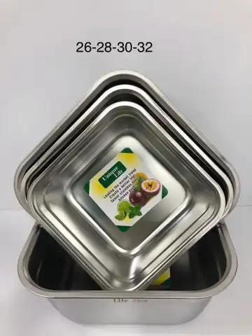 ست لگن و آبکش استیل یونیک طرح مربع