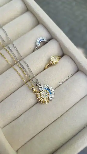 گردنبند ست ماه و خورشید سوارسکی
