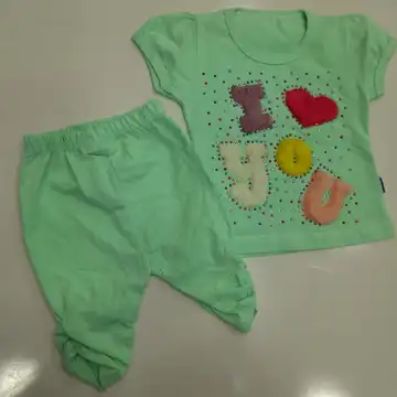 ست تی‌شرت و شلوارک دخترانه گلدوزی و نگین‌دوزی