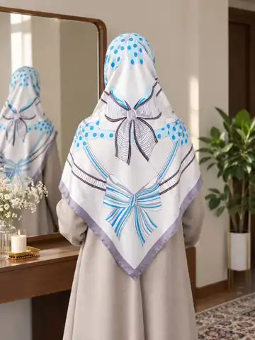 روسری ابریشم توییل پاپیون آبی