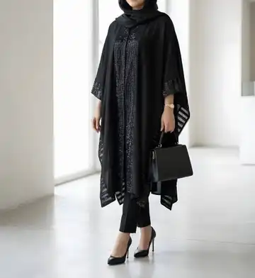پانچ عبایی کرپ لمه با خرجکار شاین و گیپور دانتل