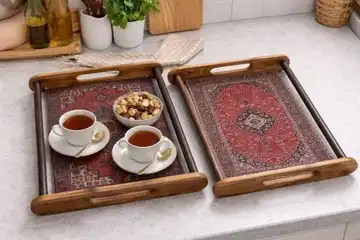 سینی چوبی طرح فرش