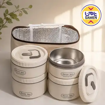 ست ظرف استیل چهار عددی کیف دار