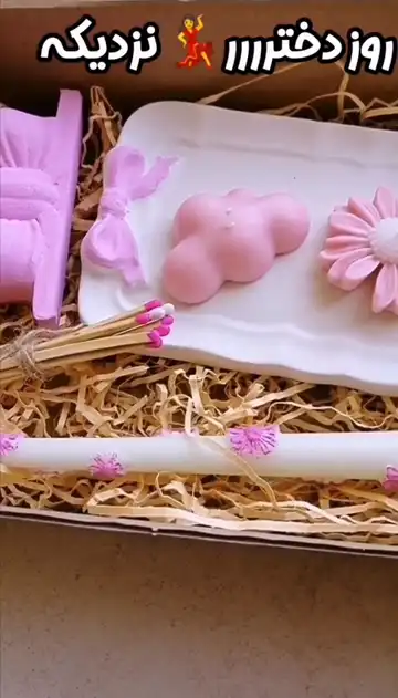 پک هدیه شمعی با سینی و جاشمعی پاپیونی